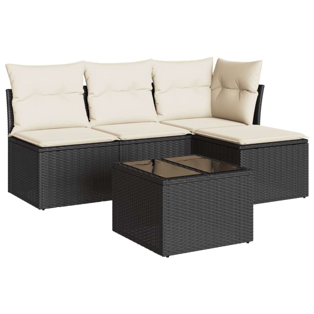 5-delige Loungeset met kussens poly rattan