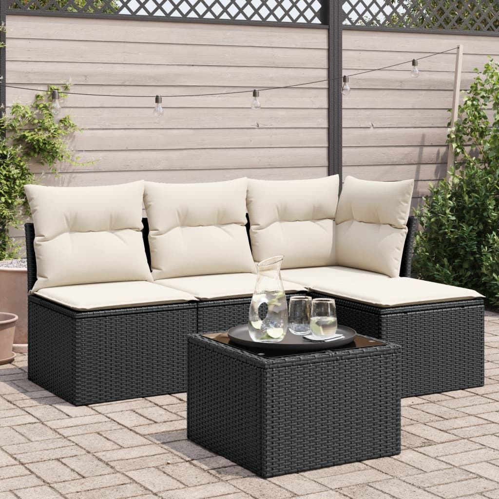 5-delige Loungeset met kussens poly rattan