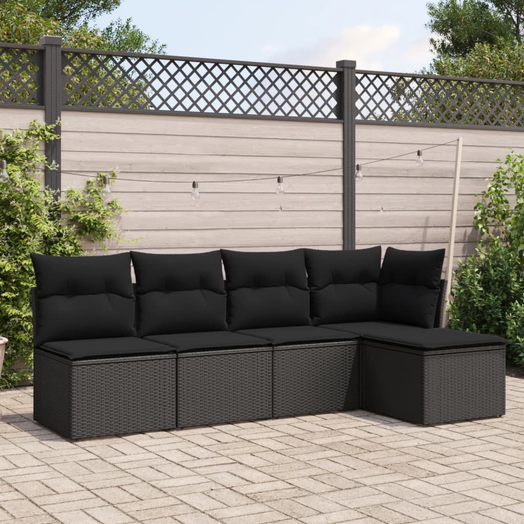 6-delige Loungeset met kussens poly rattan