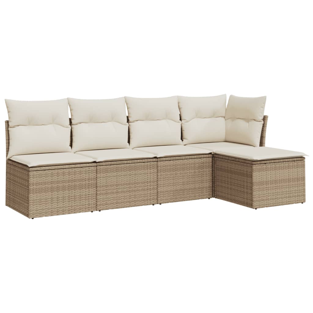 6-delige Loungeset met kussens poly rattan