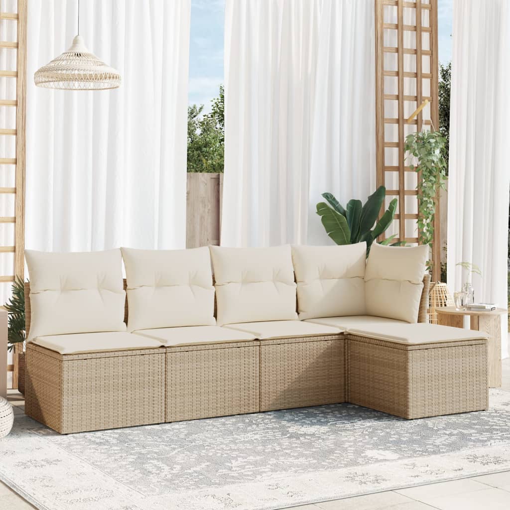 6-delige Loungeset met kussens poly rattan