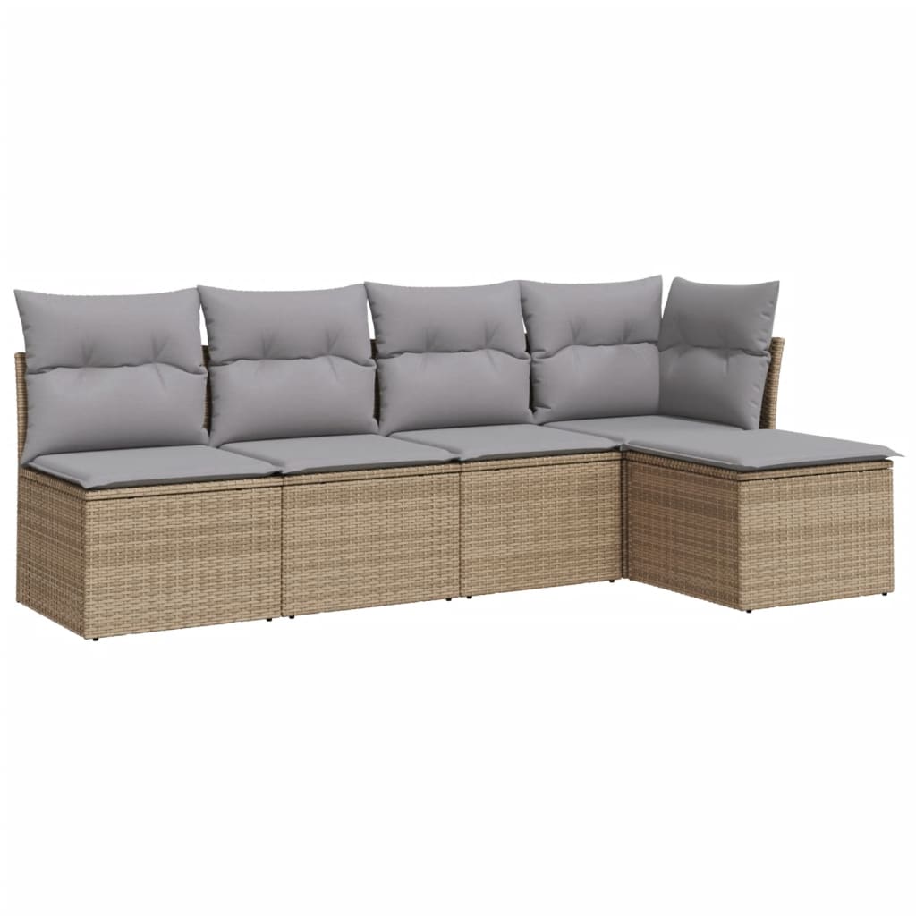 6-delige Loungeset met kussens poly rattan