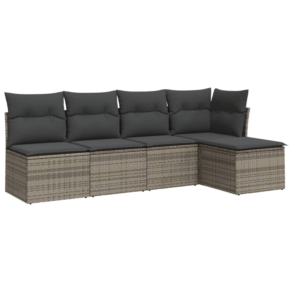 6-delige Loungeset met kussens poly rattan