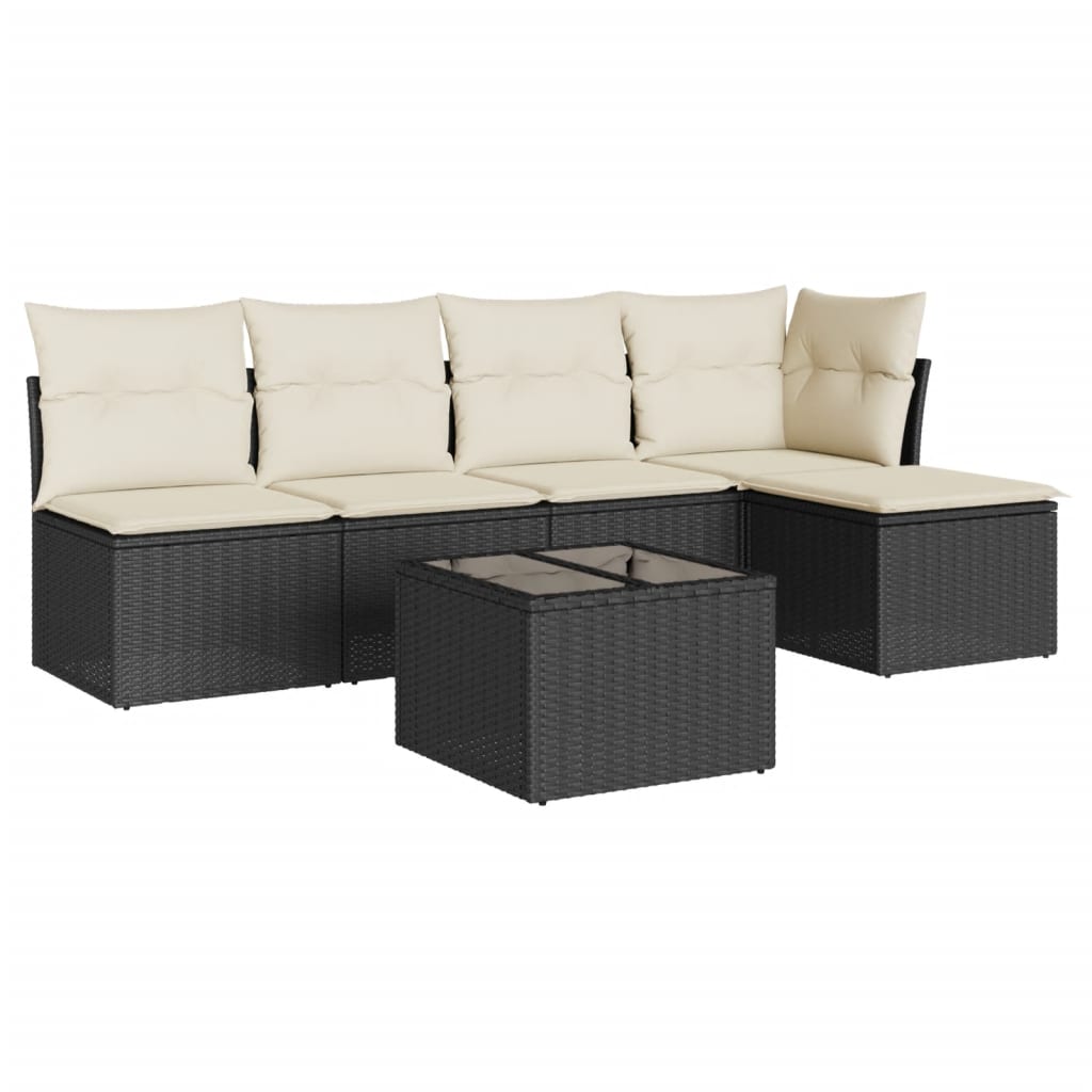 6-delige Loungeset met kussens poly rattan