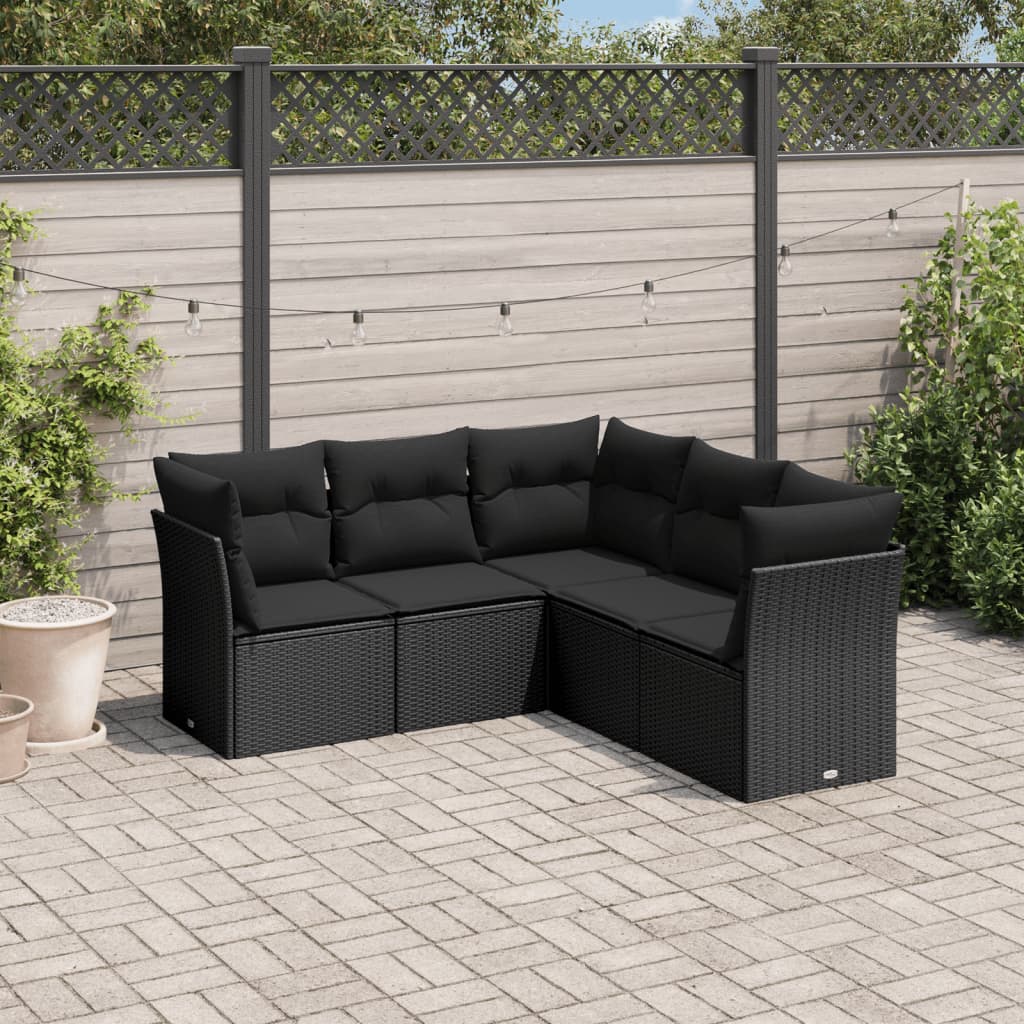 6-delige Loungeset met kussens poly rattan