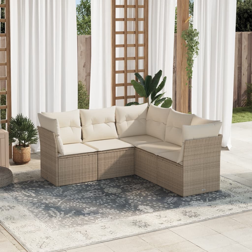 6-delige Loungeset met kussens poly rattan