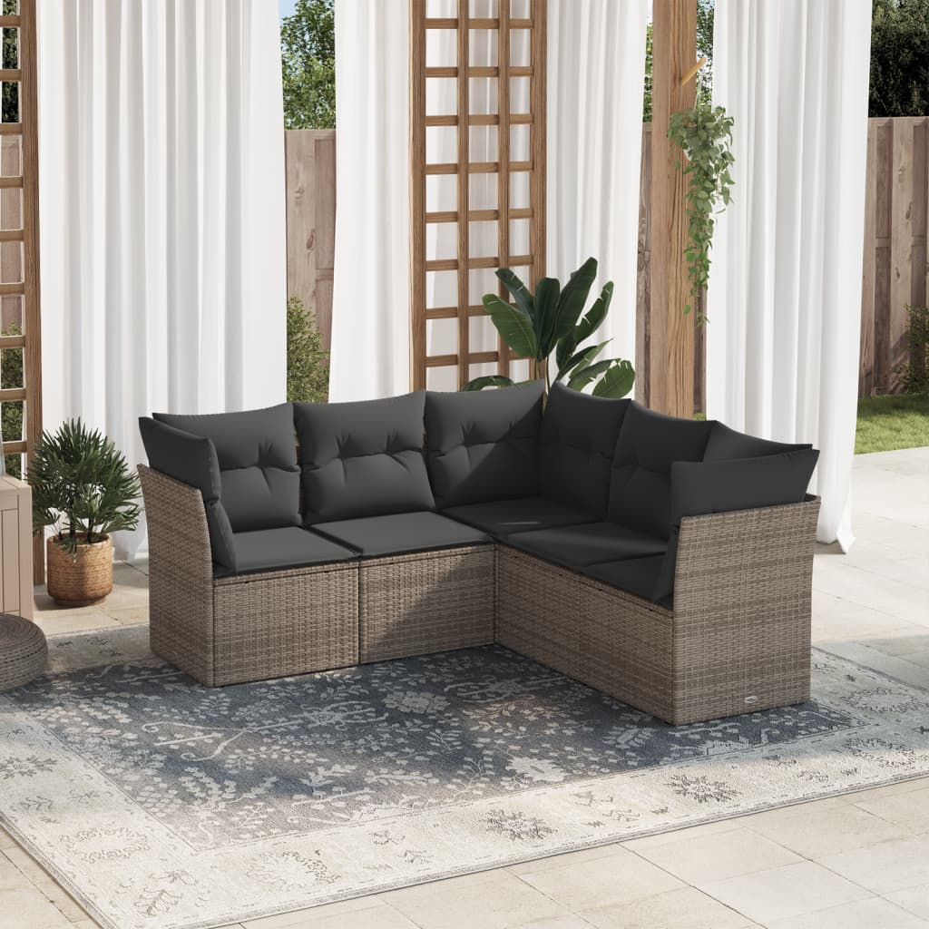 6-delige Loungeset met kussens poly rattan