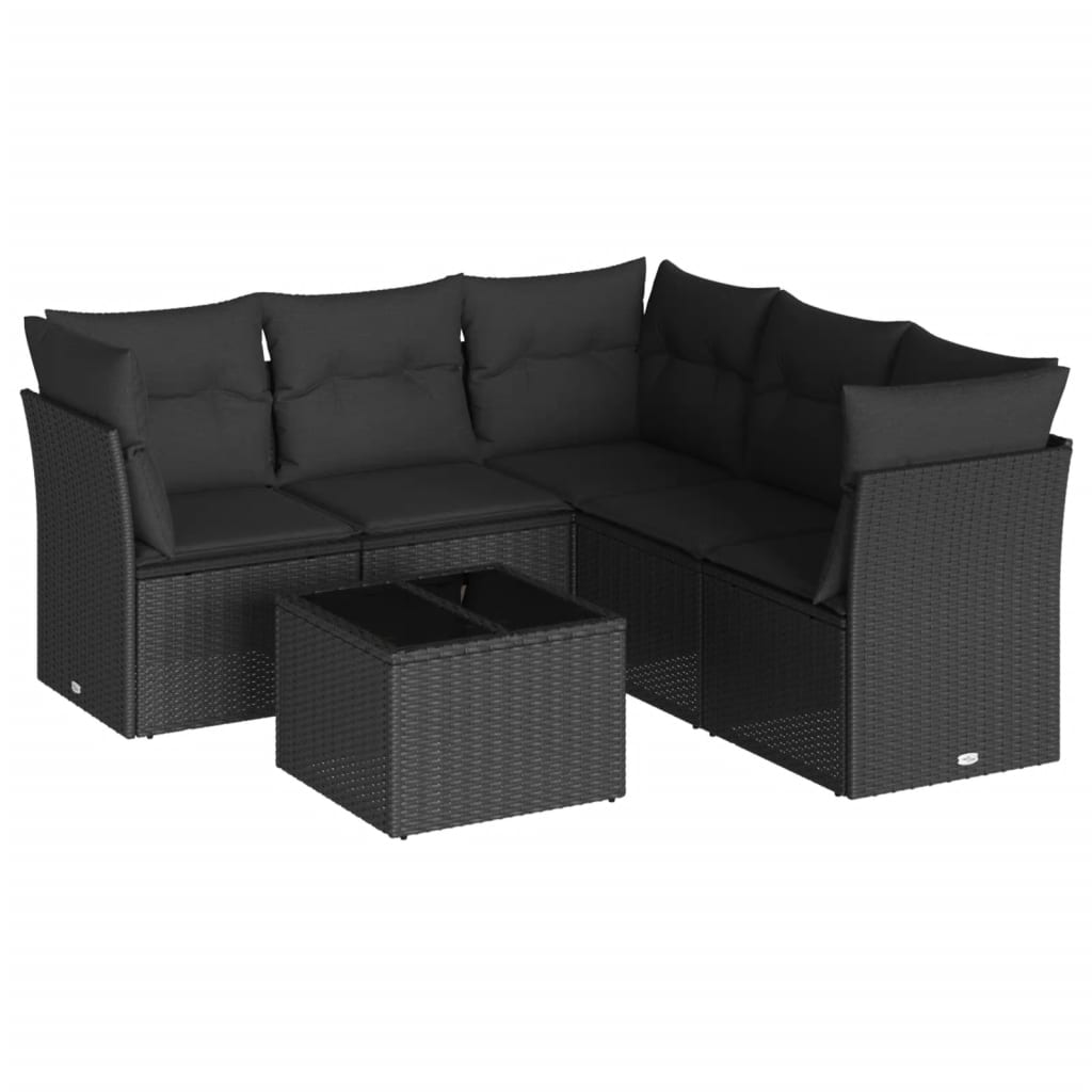 6-delige Loungeset met kussens poly rattan