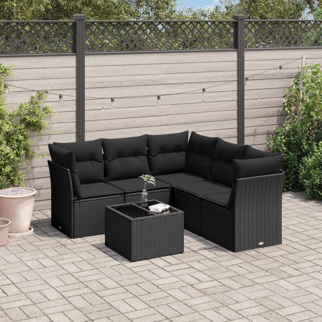 6-delige Loungeset met kussens poly rattan