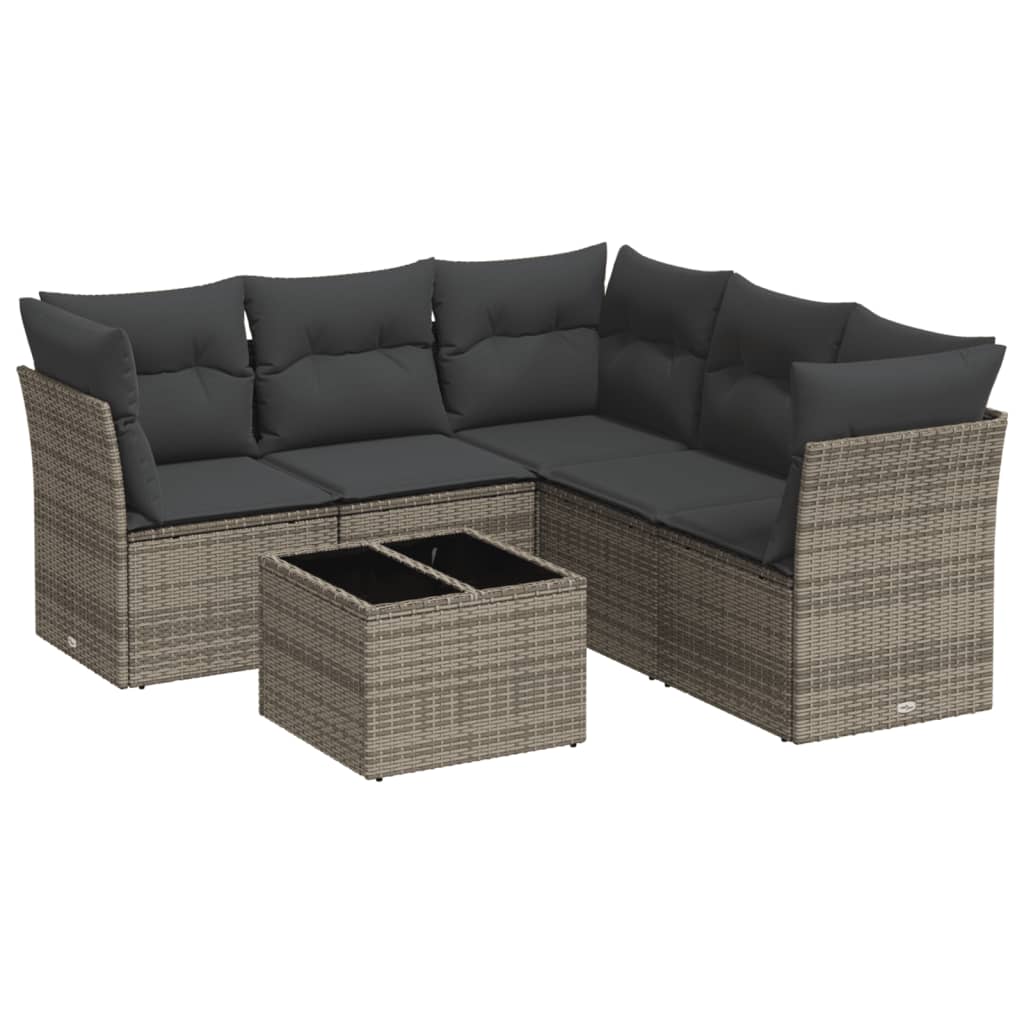 6-delige Loungeset met kussens poly rattan