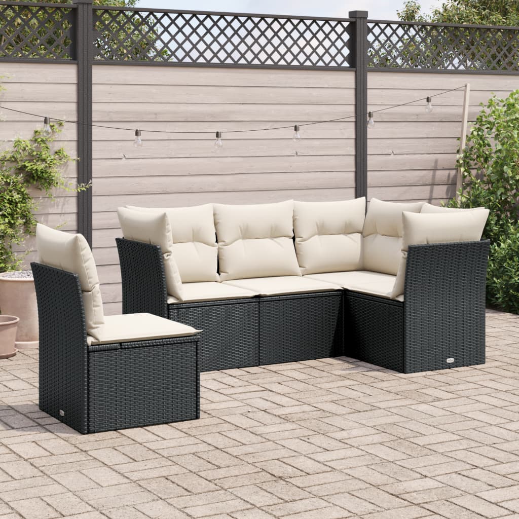 6-delige Loungeset met kussens poly rattan