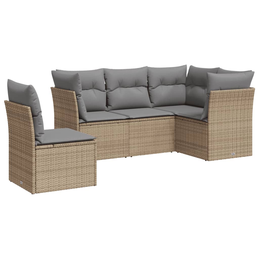 6-delige Loungeset met kussens poly rattan