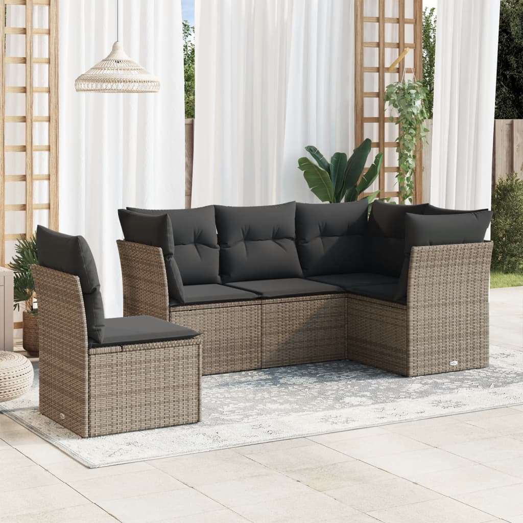 6-delige Loungeset met kussens poly rattan