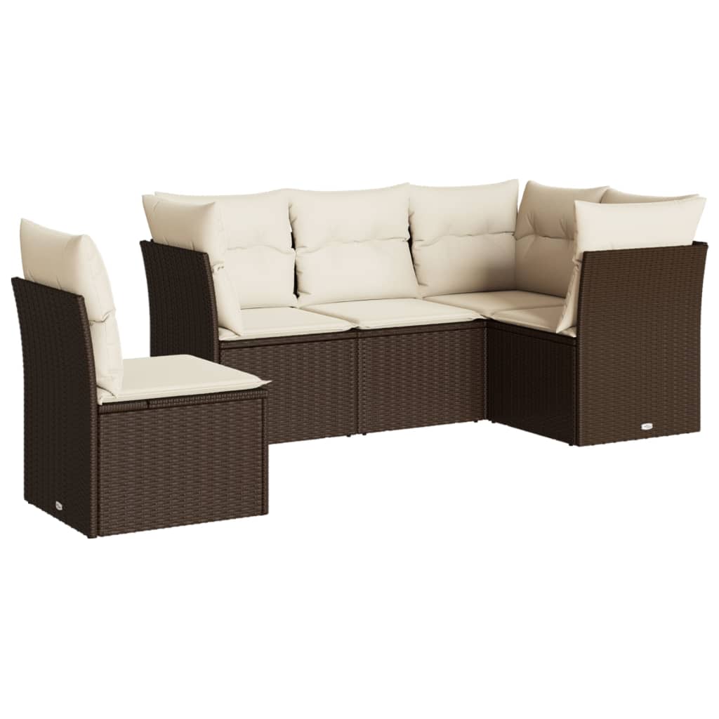 6-delige Loungeset met kussens poly rattan