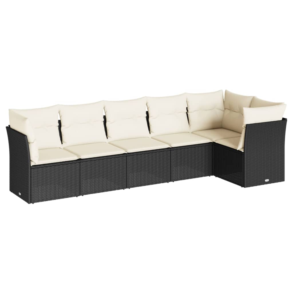 6-delige Loungeset met kussens poly rattan