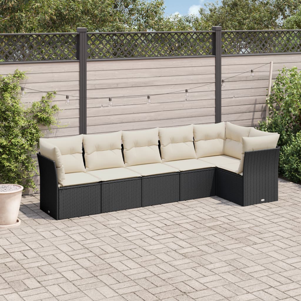 6-delige Loungeset met kussens poly rattan