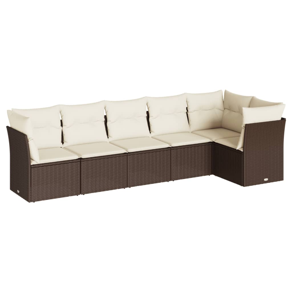 6-delige Loungeset met kussens poly rattan