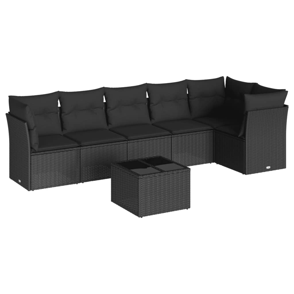 6-delige Loungeset met kussens poly rattan