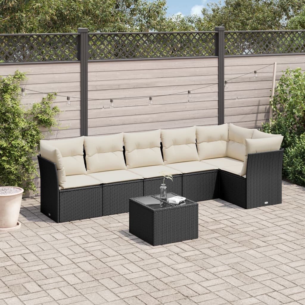 6-delige Loungeset met kussens poly rattan