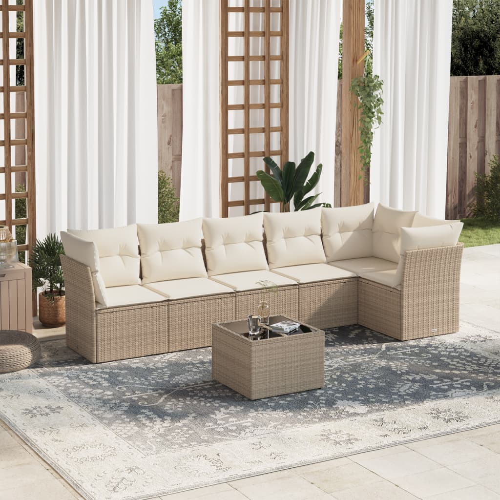 6-delige Loungeset met kussens poly rattan