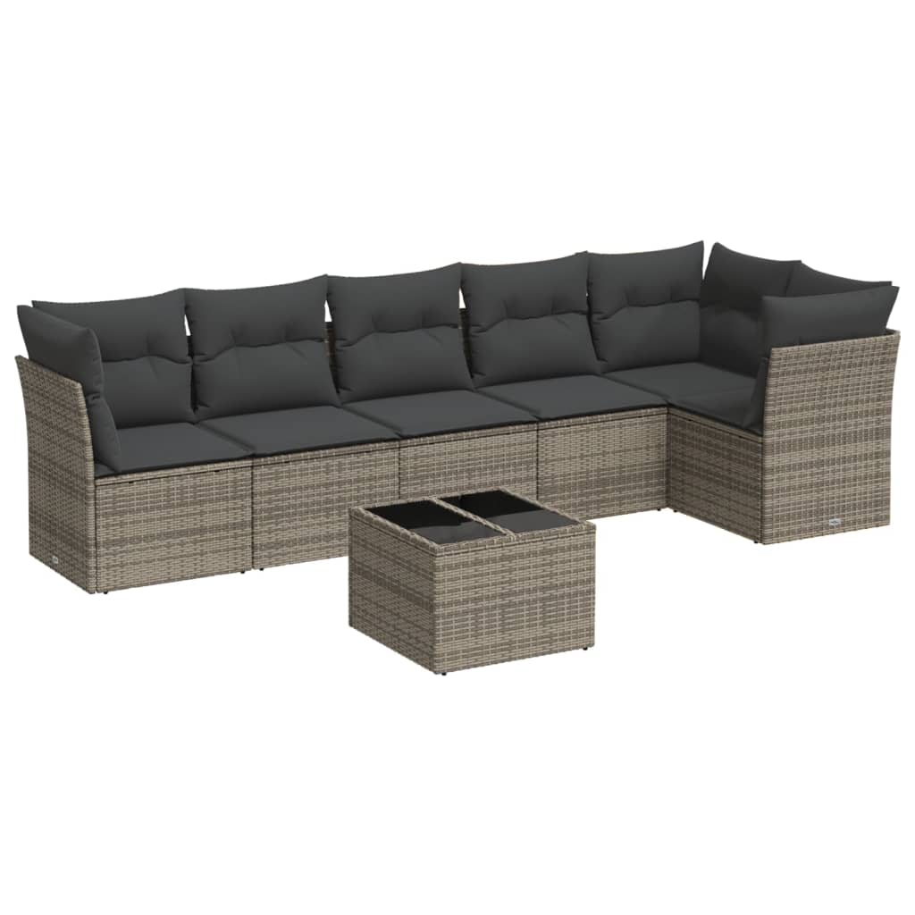 6-delige Loungeset met kussens poly rattan