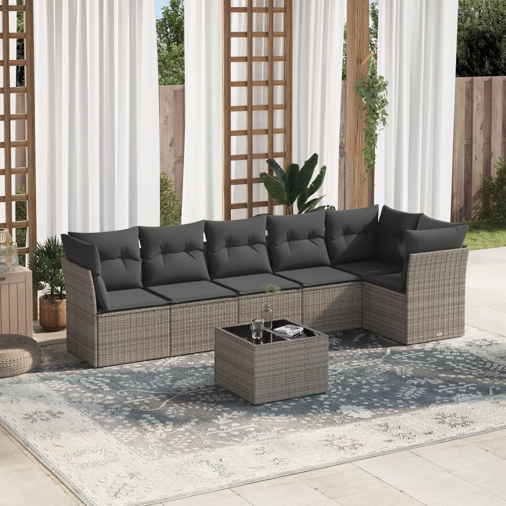 6-delige Loungeset met kussens poly rattan