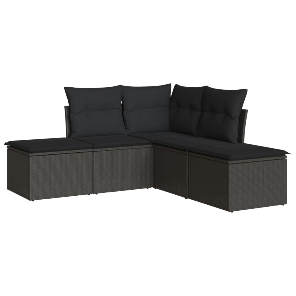 6-delige Loungeset met kussens poly rattan