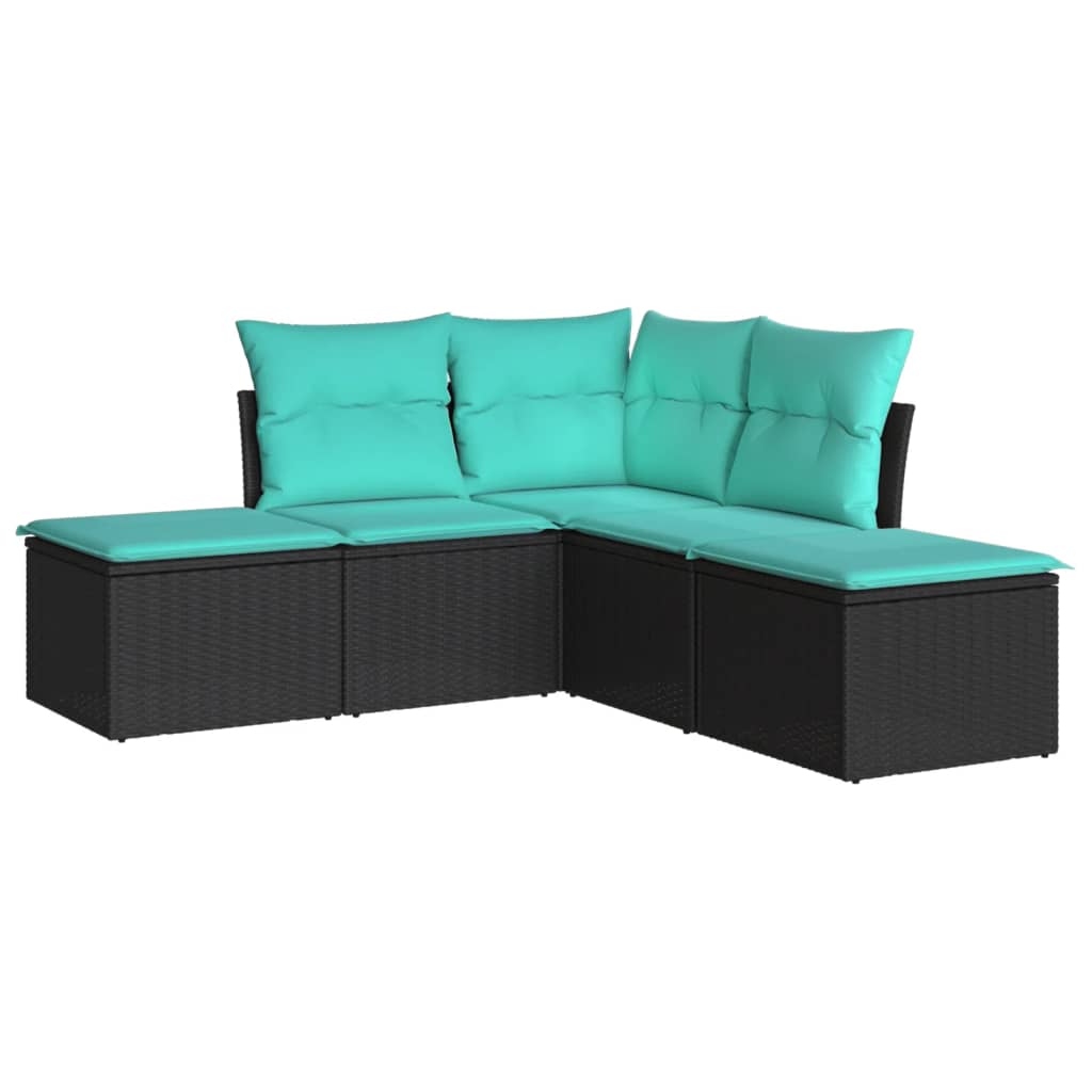 6-delige Loungeset met kussens poly rattan