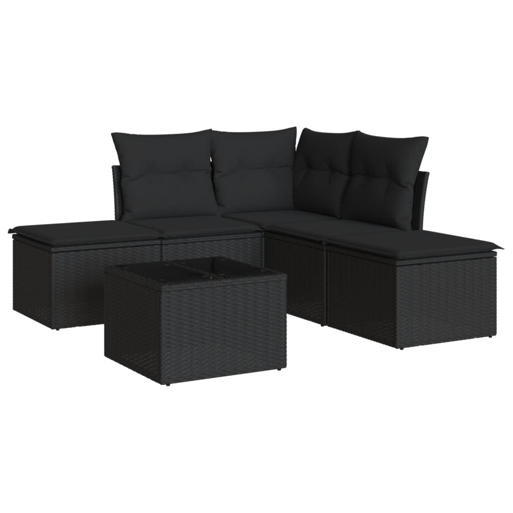 6-delige Loungeset met kussens poly rattan