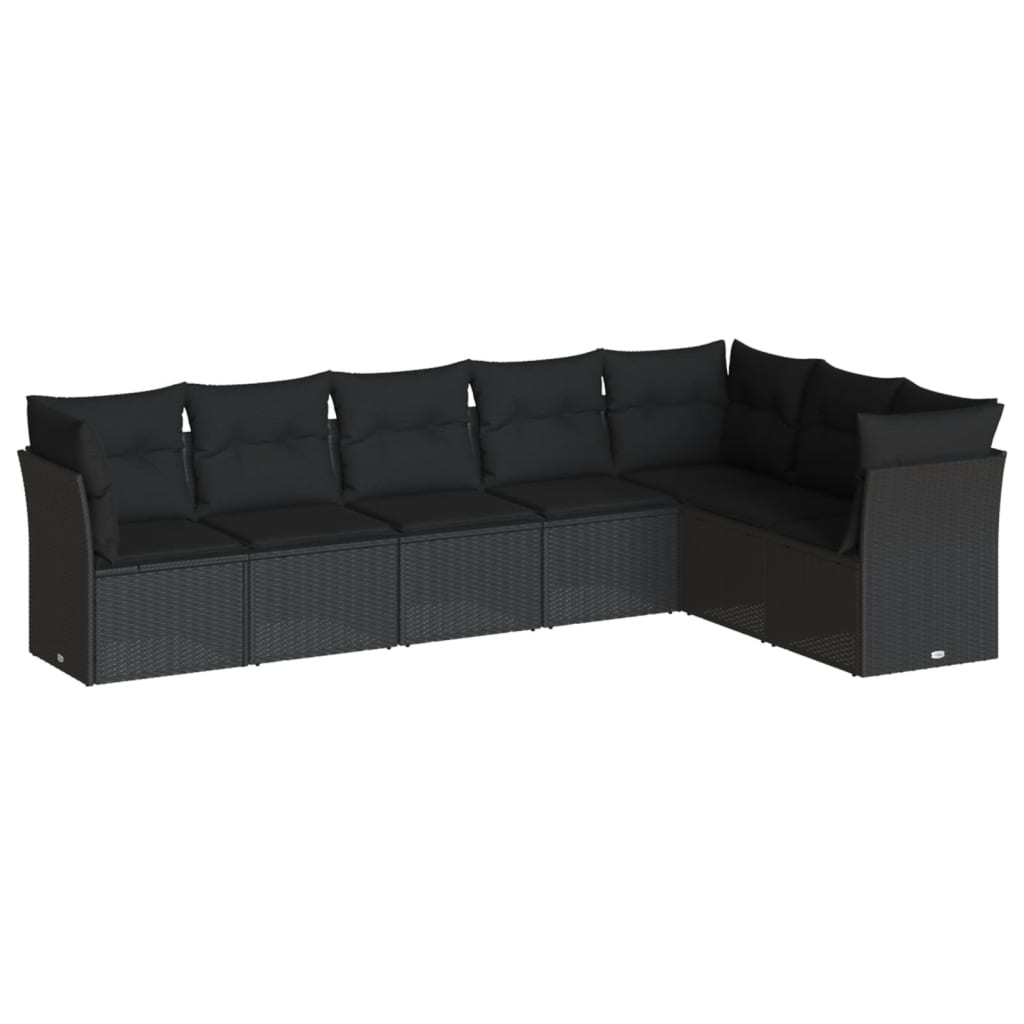 7-delige Loungeset met kussens poly rattan