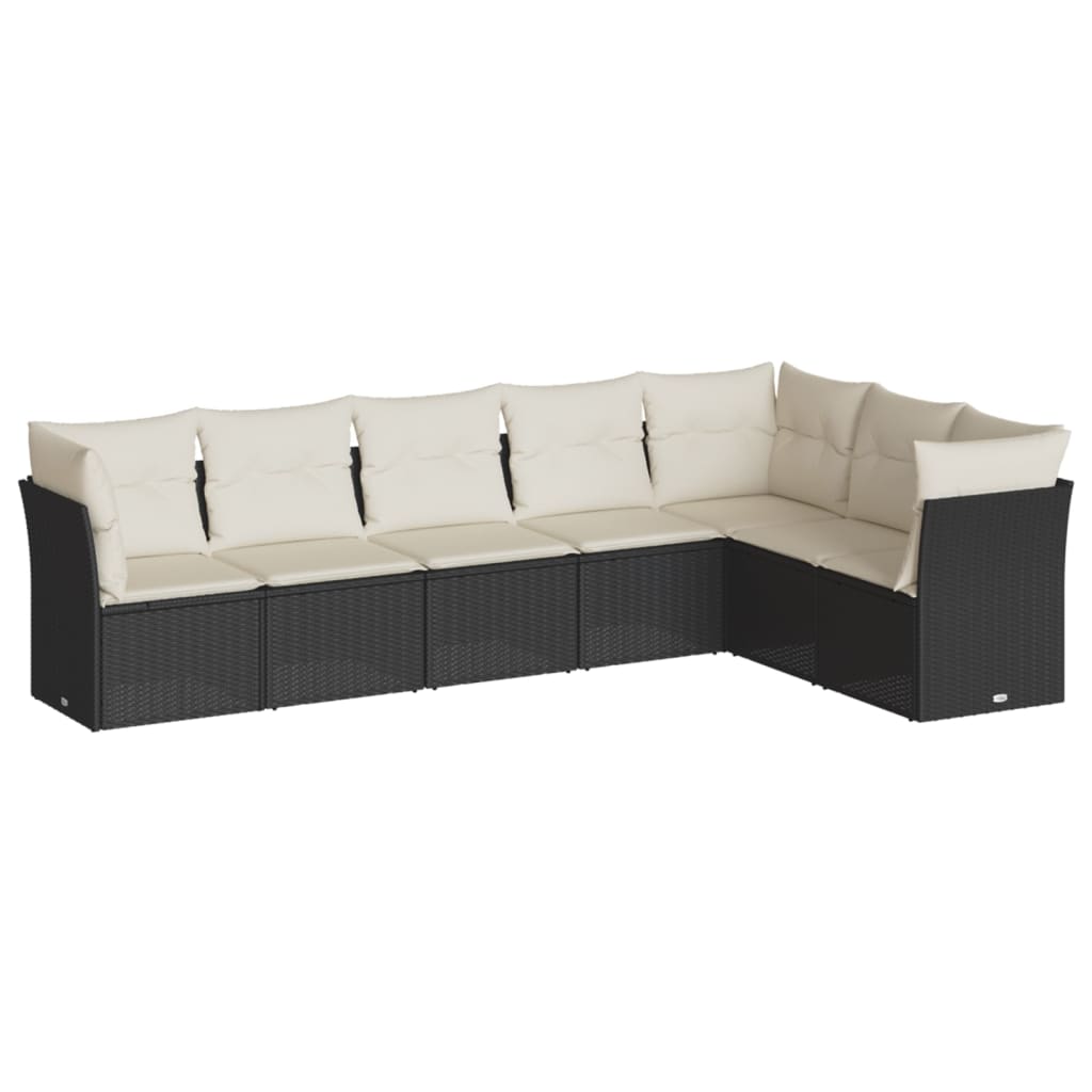 7-delige Loungeset met kussens poly rattan