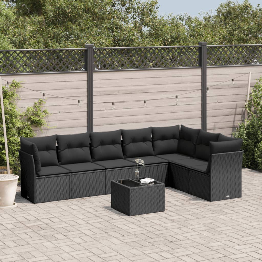 7-delige Loungeset met kussens poly rattan