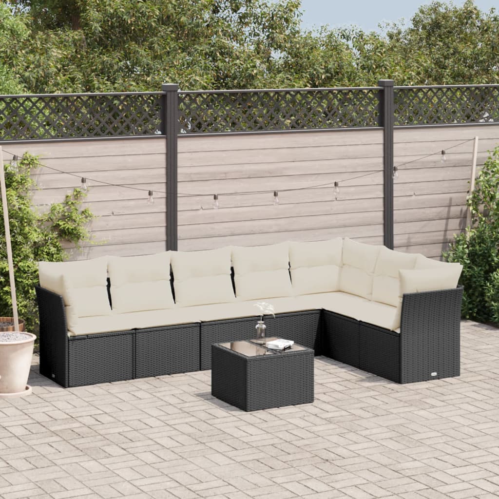 7-delige Loungeset met kussens poly rattan