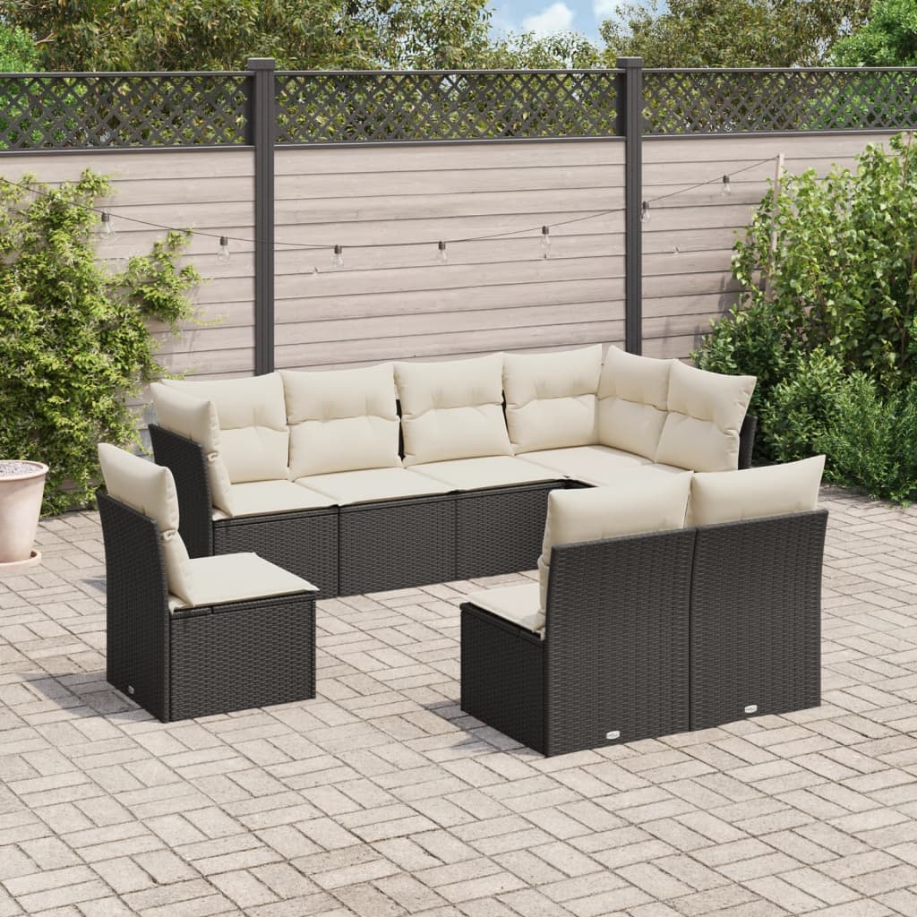 8-delige Loungeset met kussens poly rattan