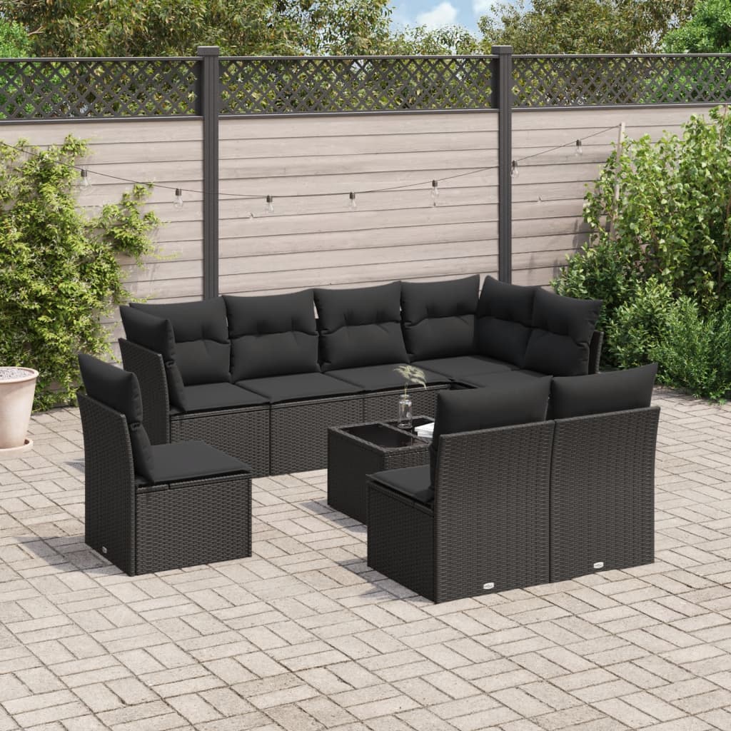 8-delige Loungeset met kussens poly rattan