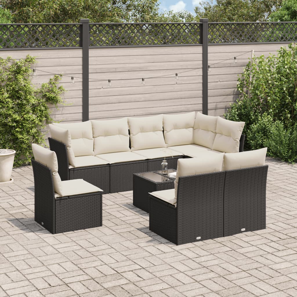 8-delige Loungeset met kussens poly rattan