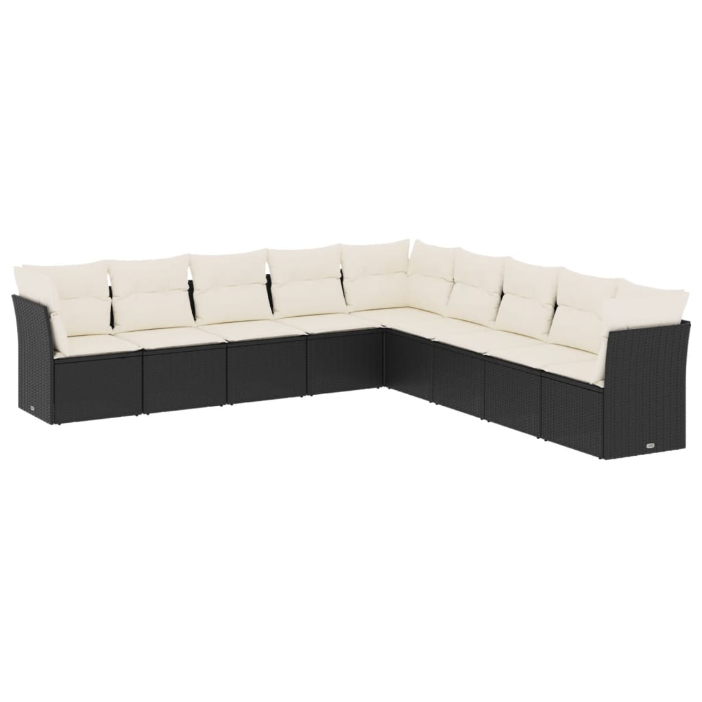 10-delige Loungeset met kussens poly rattan