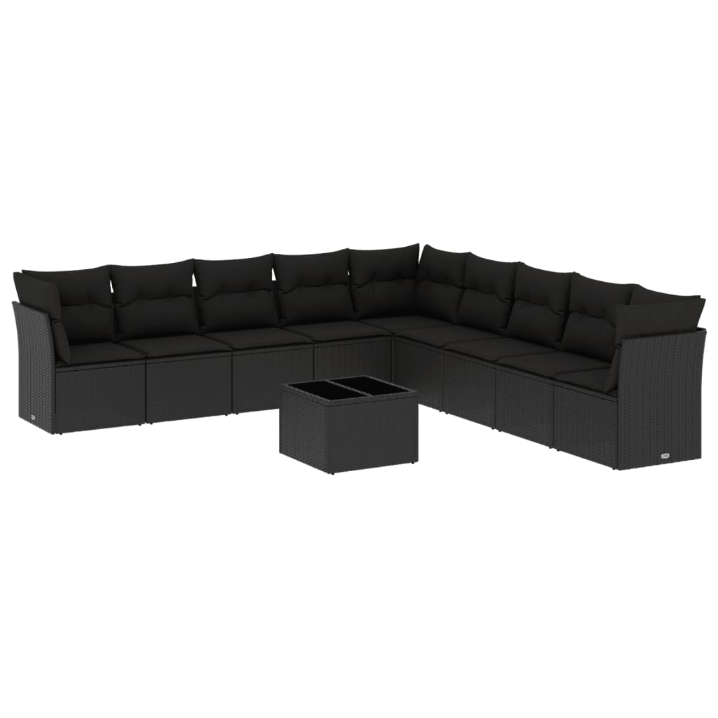 10-delige Loungeset met kussens poly rattan