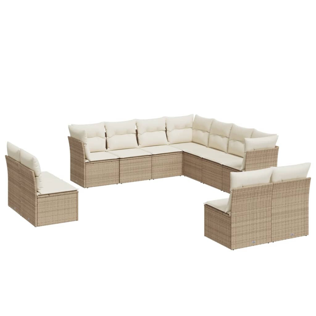 12-delige Loungeset met kussens poly rattan lichtgrijs