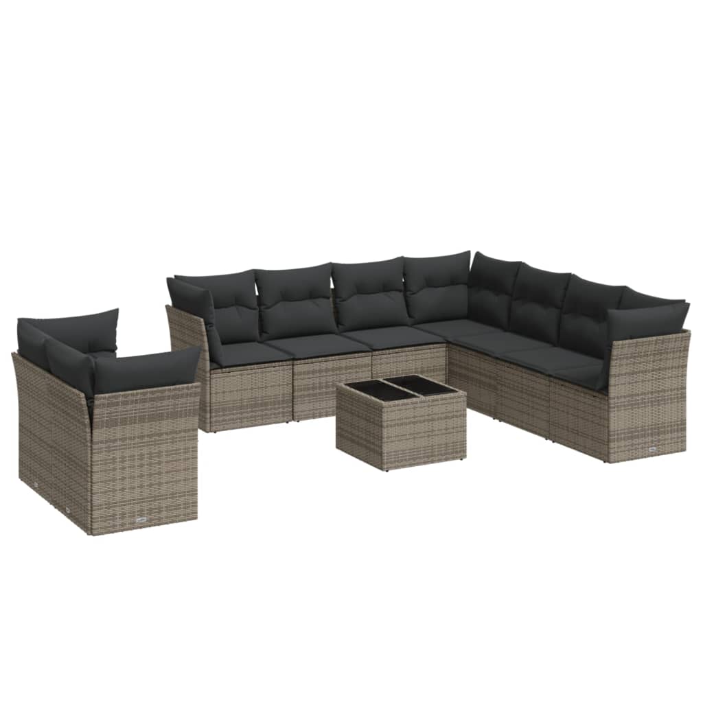 9-delige Loungeset met kussens poly rattan