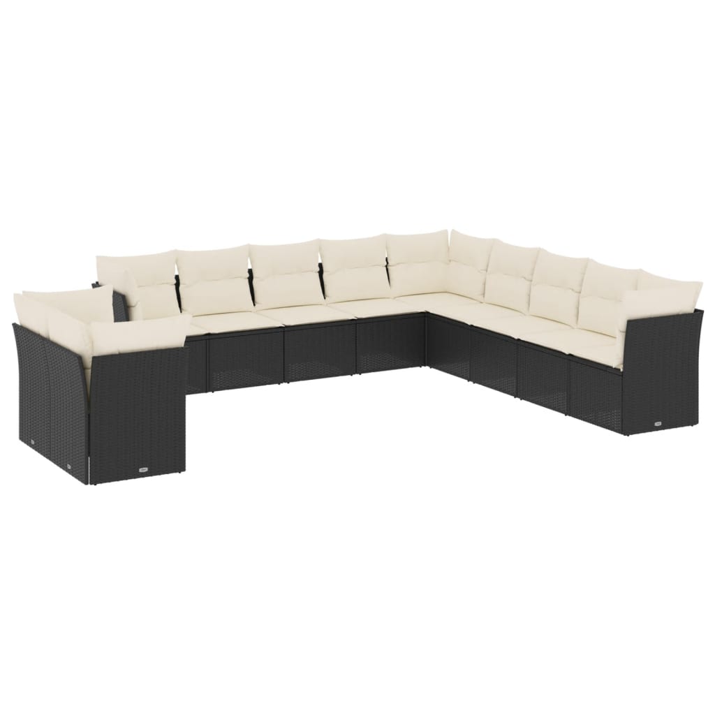 12-delige Loungeset met kussens poly rattan grijs