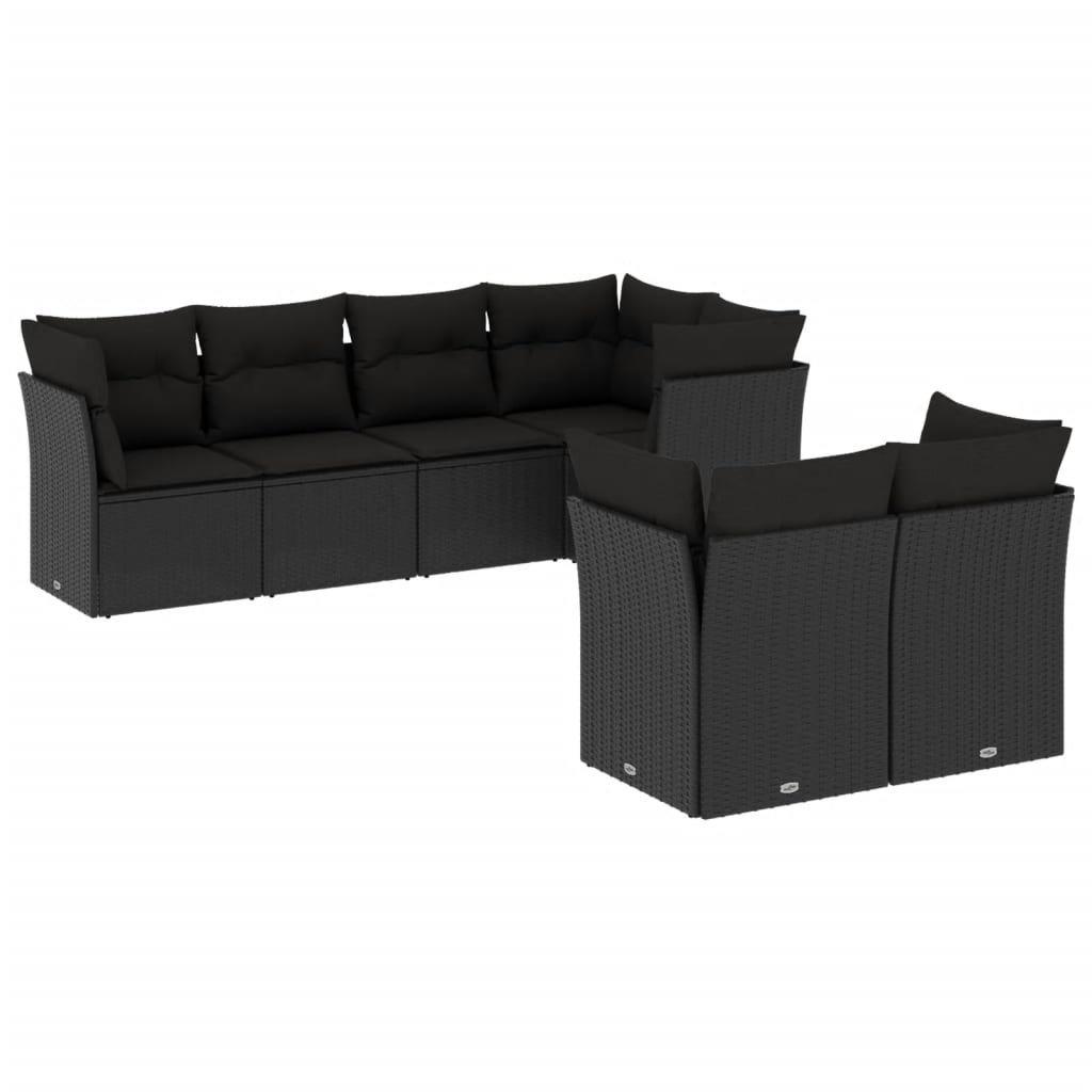 7-delige Loungeset met kussens poly rattan