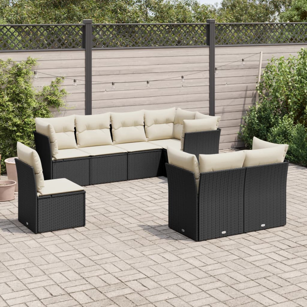 9-delige Loungeset met kussens poly rattan