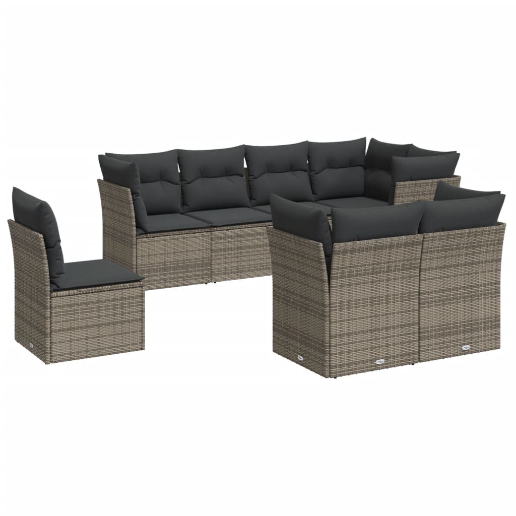 9-delige Loungeset met kussens poly rattan