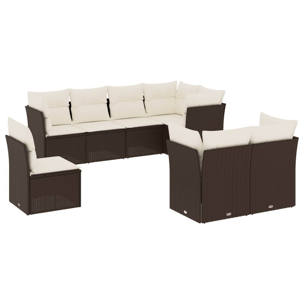 9-delige Loungeset met kussens poly rattan