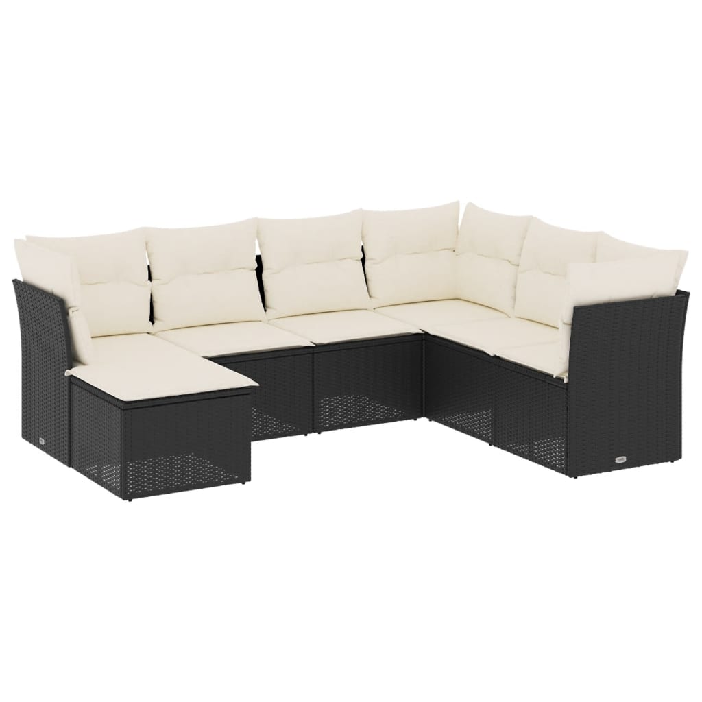 7-delige Loungeset met kussens poly rattan