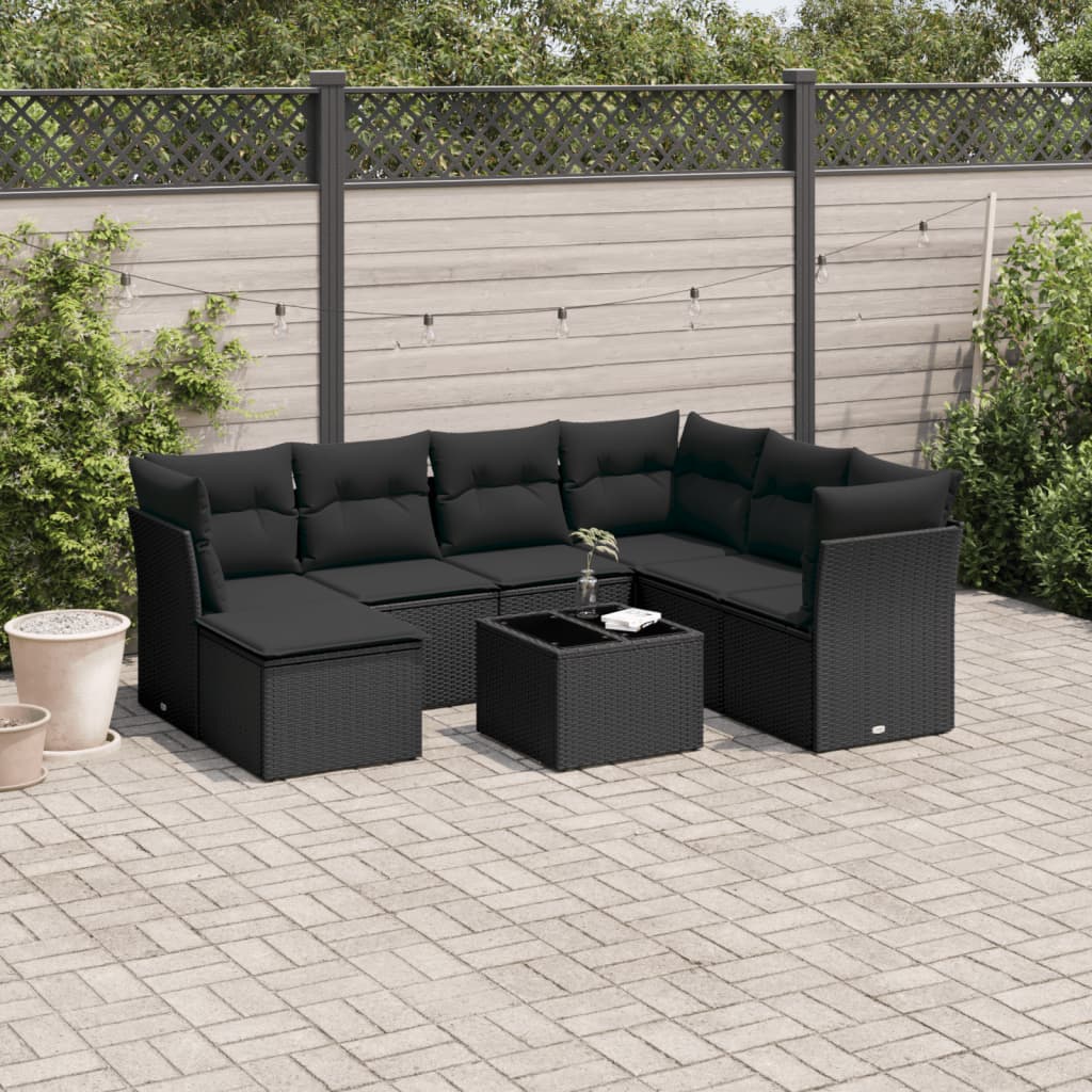 7-delige Loungeset met kussens poly rattan