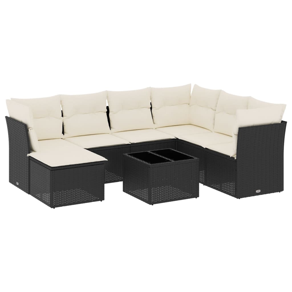 7-delige Loungeset met kussens poly rattan