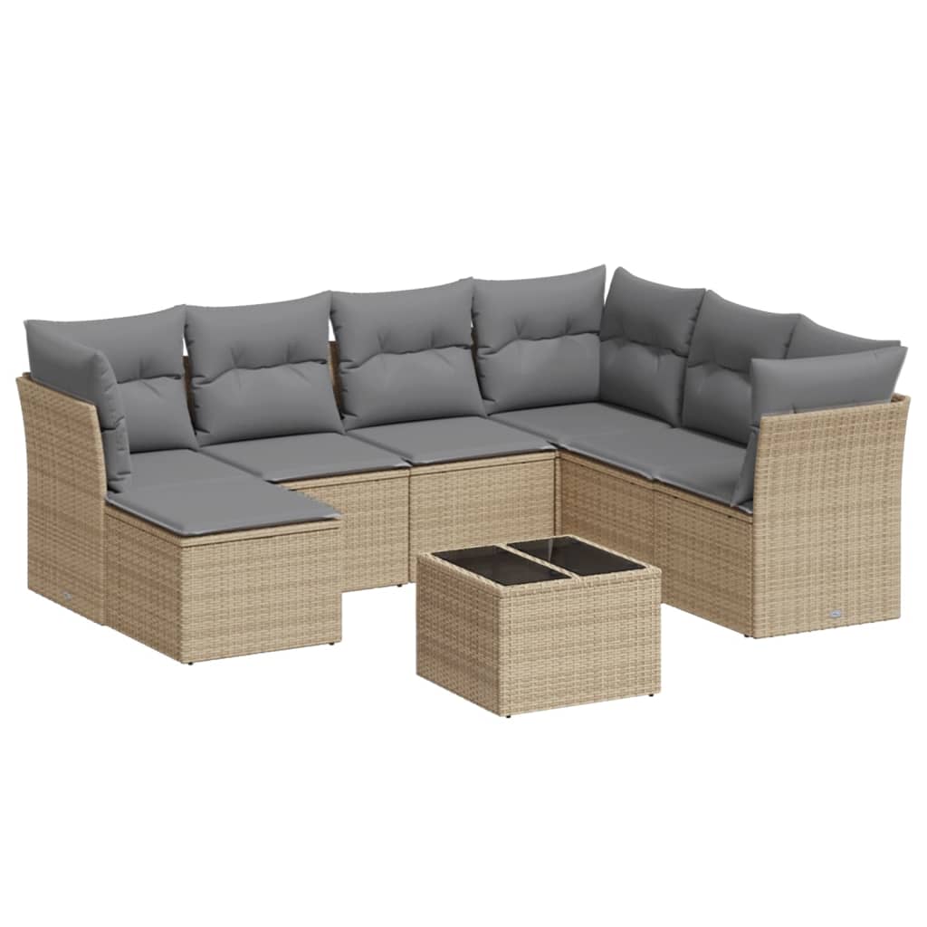 7-delige Loungeset met kussens poly rattan