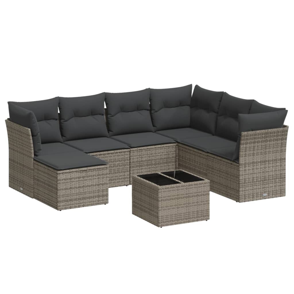 7-delige Loungeset met kussens poly rattan